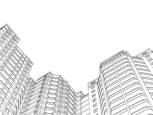 住宅建物の輪郭と背景 — ストックベクタ