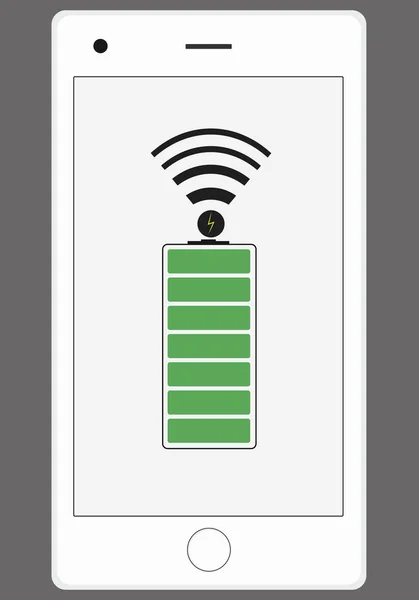 Baterai telepon diisi melalui Wi-Fi - Stok Vektor