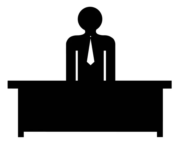 Silueta de un hombre con corbata en una mesa — Vector de stock