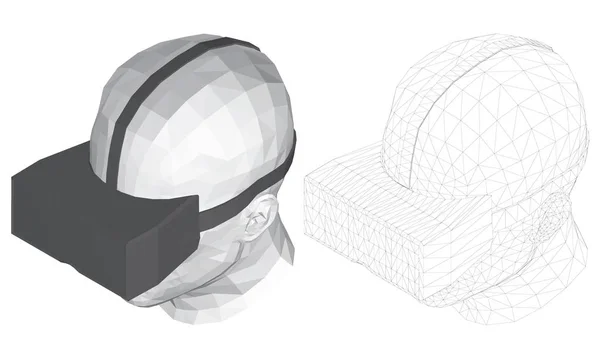 Полігональна голова людини в окулярах віртуальної реальності — стоковий вектор