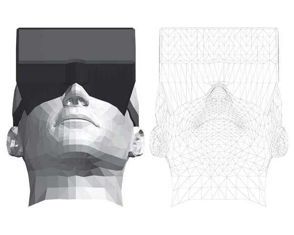 Многоугольная голова человека в очках виртуальной реальности — стоковый вектор