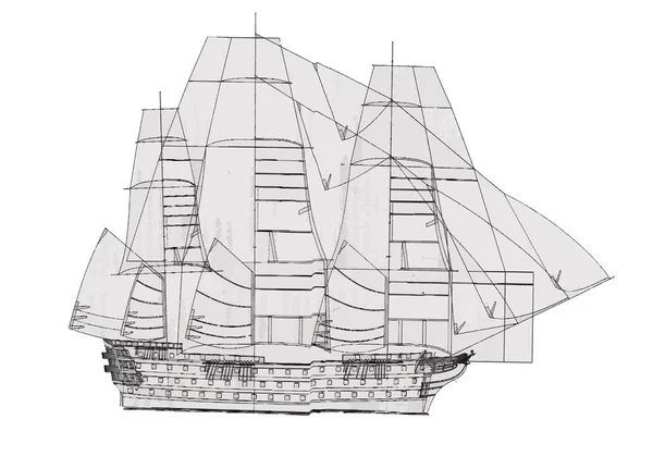 Schiff mit Segel — Stockvektor