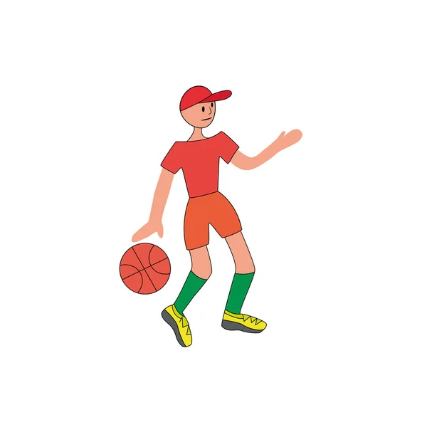 Junge mit Basketball — Stockvektor