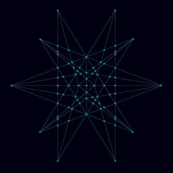 Forma geometrica astratta delle loro linee blu su fondo scuro con luci luminose. Illustrazione vettoriale — Vettoriale Stock
