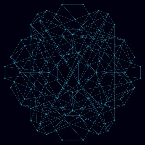 Abstrakt geometrisk form av sina blå linjer på en mörk bakgrund med lysande ljus. Vektorillustration — Stock vektor