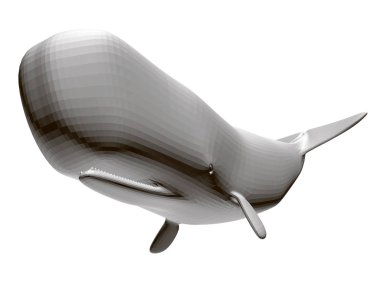 Beyaz arka planda izole edilmiş çokgen beyaz balina. Üç boyutlu. Vektör illüstrasyonu