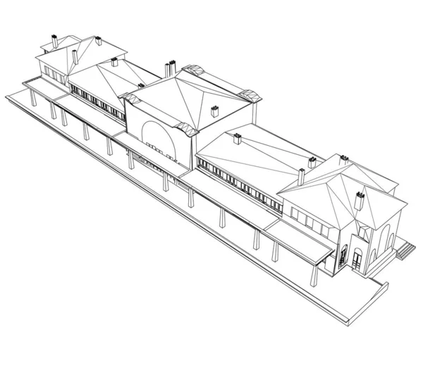 Stavební drátěný rám Izolovaný na bílém pozadí. Pohled na izometrické. 3d. Vektorová ilustrace — Stockový vektor