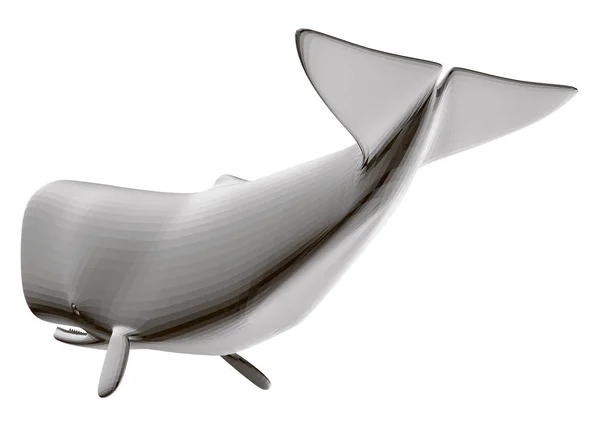 Ballena blanca poligonal aislada sobre un fondo blanco. 3D. Ilustración vectorial — Vector de stock