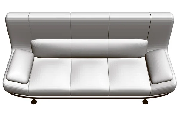 Полигональный реалистичный диван на белом фоне. Вид спереди. 3D. Векторная иллюстрация — стоковый вектор
