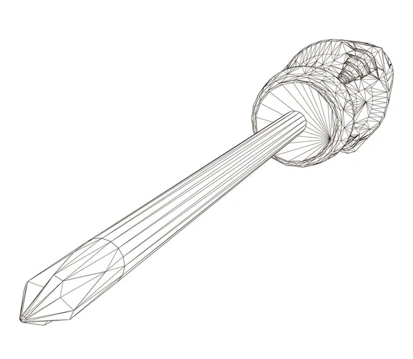 Chave de fenda poligonal wireframe. Ferramenta isolada sobre um fundo branco. Ver perspectiva. 3D. Ilustração vetorial —  Vetores de Stock