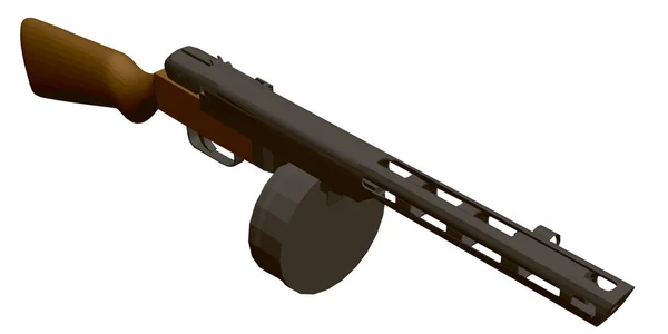 Pistolet maszynowy Polygonal Shpagin. Sowiecki karabin maszynowy. Widok izometryczny. 3d. Ilustracja wektora — Wektor stockowy