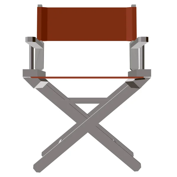 Sommar fällstol. Röd regissör stol isolerad på vit bakgrund. Framifrån. 3d. Vektorillustration — Stock vektor