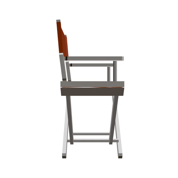 Chaise pliante d'été. Chaise de réalisateur rouge isolée sur fond blanc. Vue latérale. 3D. Illustration vectorielle — Image vectorielle