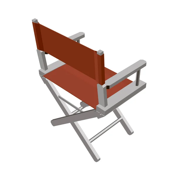 Letní skládací židle. Červená ředitelova židle izolovaná na bílém pozadí. Pohled na izometrické. 3d. Vektorová ilustrace — Stockový vektor