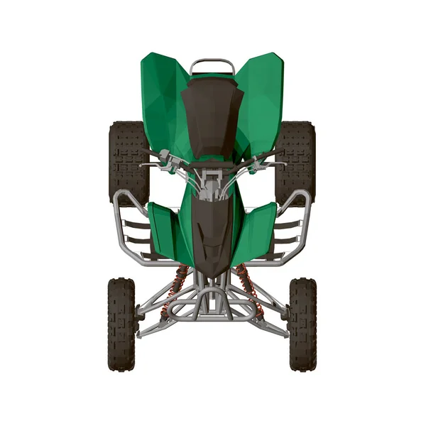 ATV verde poligonal izolat pe un fundal alb. Vezi izometric. 3D. Ilustrație vectorială — Vector de stoc