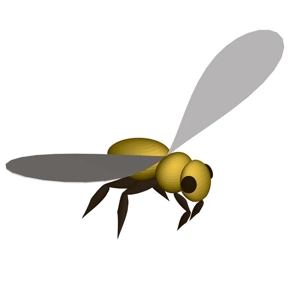 Abeja amarilla poligonal aislada sobre un fondo blanco. Ver isométrica. 3D. Ilustración vectorial — Archivo Imágenes Vectoriales