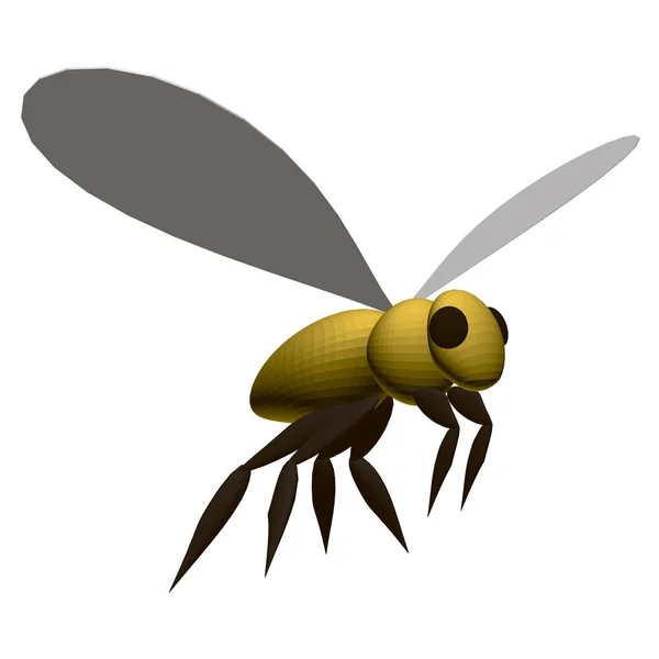 Żółta wielokątna pszczoła izolowana na białym tle. Widok izometryczny. 3d. Ilustracja wektora — Wektor stockowy