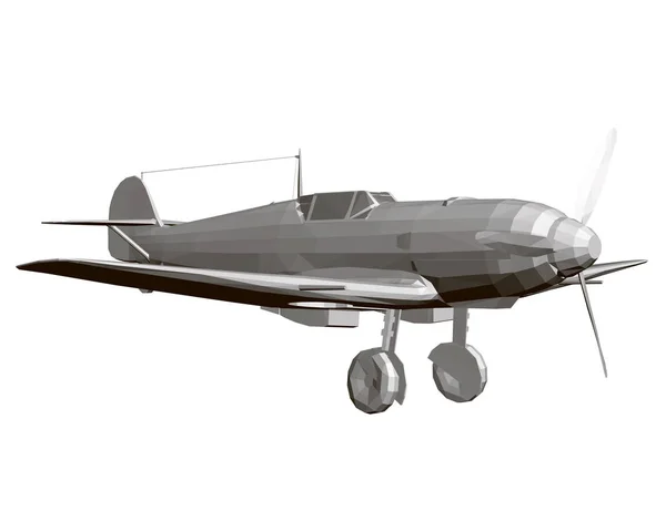 Velho avião militar alemão. Avião poligonal isolado sobre fundo branco. 3D. Ilustração vetorial —  Vetores de Stock