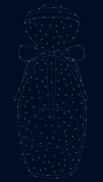 Contour of a perfume bottle of blue lines with luminous lights. Vector illustration — 图库矢量图片