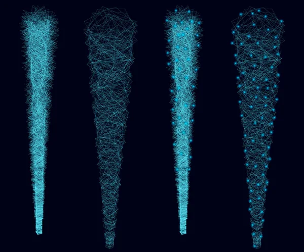 Réglé avec un flux de particules de lignes bleues avec des lumières lumineuses sur un fond sombre. Illustration vectorielle — Image vectorielle