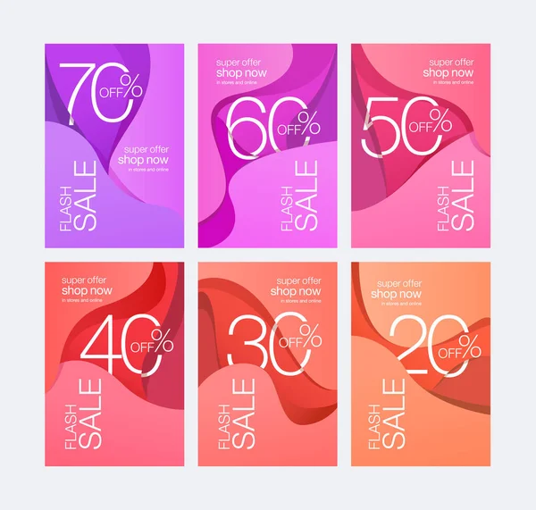 Satış afişi ve fiyat etiketi için soyut modern sıvı kaplamaları. Dalga şeklindeki renkli şablon. düz vektör resmi