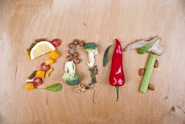 2017-gezonde voeding-concept Rechtenvrije Stockfoto's