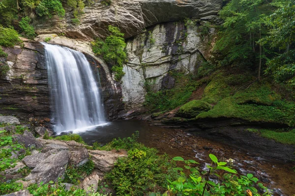 Kuzey Carolina, Asheville yakınlarındaki Pisgah Ulusal Ormanı 'nda Aynalar Şelalesi.