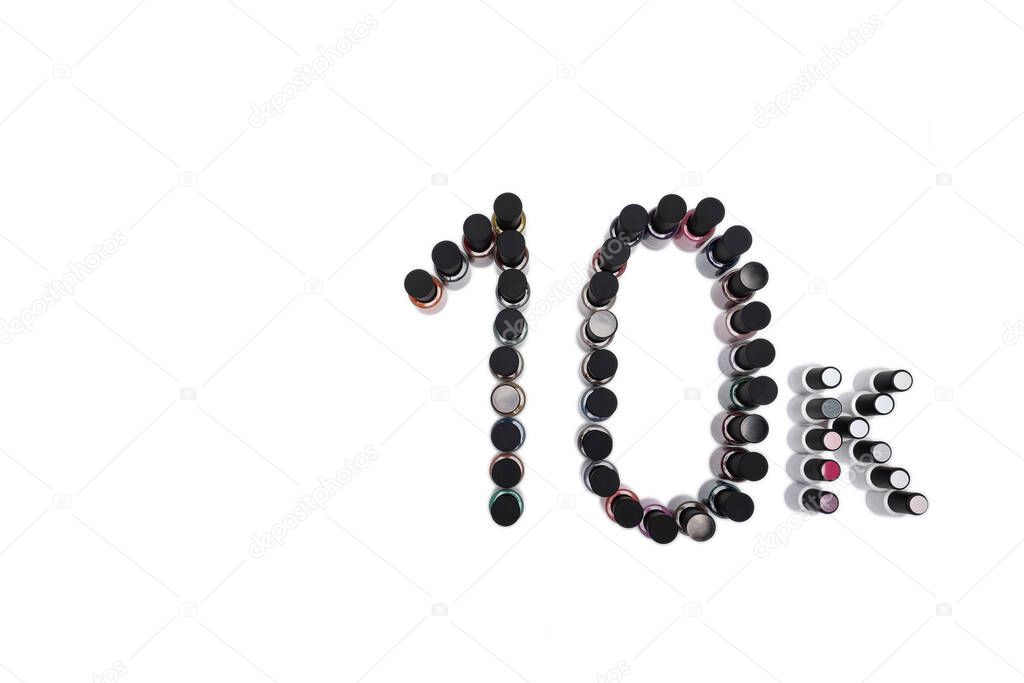 10k or 10,000 followers thank you company social media account thank you banner on a white background of nail polish bottles