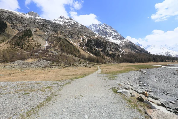 Alpine Landschap Aan Vallei Van Roseg Dichtbij Saint Moritz Zwitserland — Stockfoto