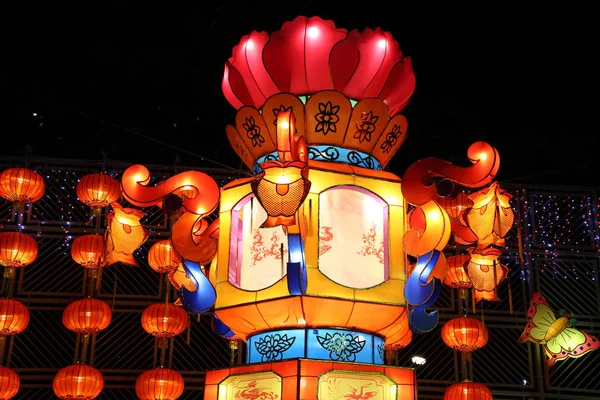 Hong Kong Cina Ottobre 2017 Lanterne Cinesi Accendono Celebrare Festival — Foto Stock