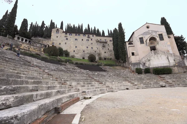 Verona Itálie Prosinec 2017 Starověké Římské Divadlo Veroně Itálie Prosinec — Stock fotografie