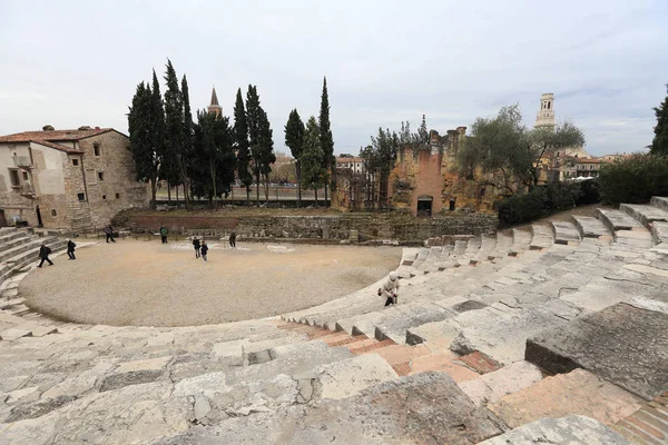 Verona Itálie Prosinec 2017 Starověké Římské Divadlo Veroně Itálie Prosinec — Stock fotografie