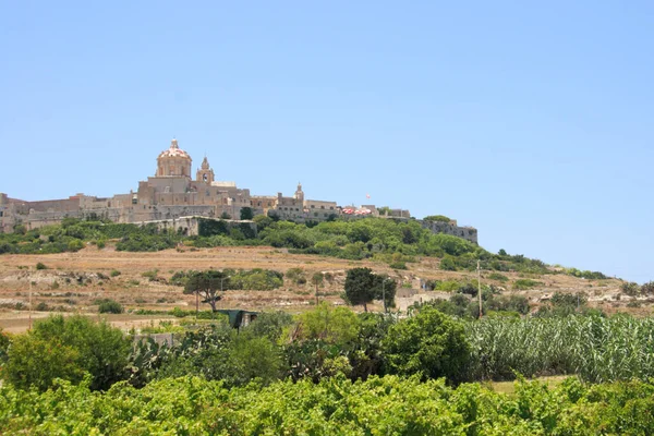 Malta Nın Tarihi Mdina Kasabası Manzarası — Stok fotoğraf