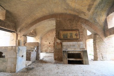 Roma, İtalya 'daki antik Ostia Antica kalıntıları