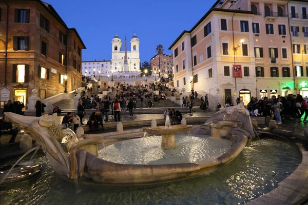 Rome Italië Maart 2019 Spaanse Trappen Markt Bij Schemering Maart — Stockfoto