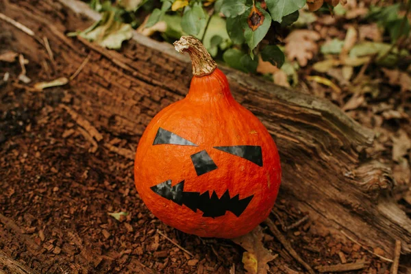 Calabaza Halloween Calabaza Cara Miedo Exterior Feliz Fiesta Halloween Celebrar — Foto de Stock