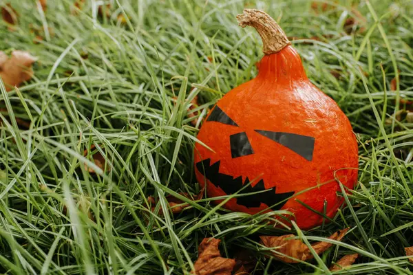 Calabaza Halloween Calabaza Cara Miedo Exterior Feliz Fiesta Halloween Celebrar — Foto de Stock