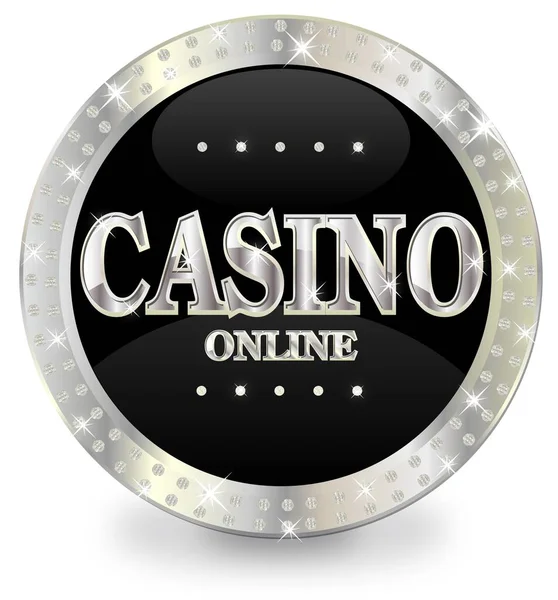 Casino en línea chip de plata — Vector de stock