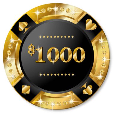 Poker chip 1000 dolar işareti ile