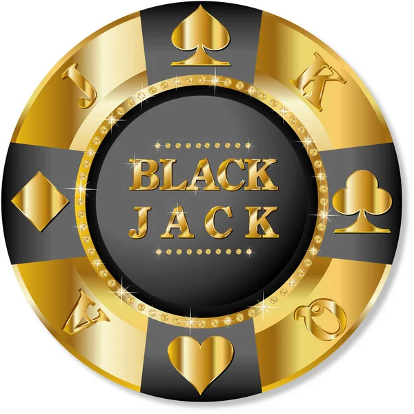 Poker chip with black jack sign — Stock Vector