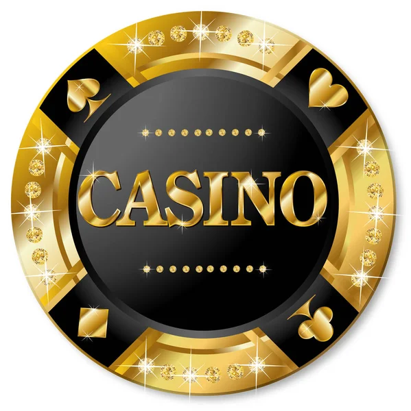 Poker chip with casino sign — Stock Vector