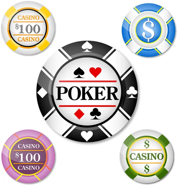 Set of various poker chips — Stock Vector