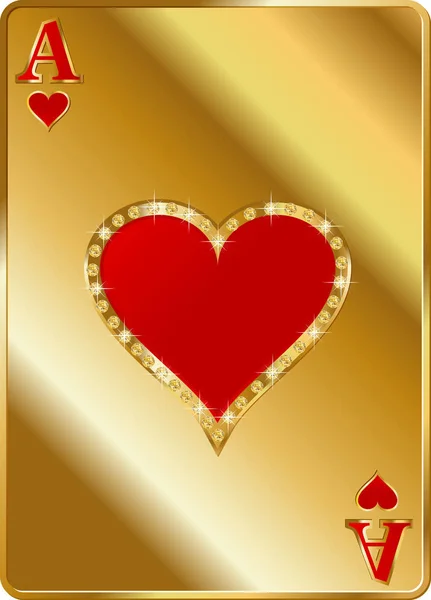 Ace de terno de cartão de corações — Vetor de Stock