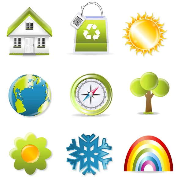 Set van recycle ecologie pictogrammen — Stockvector