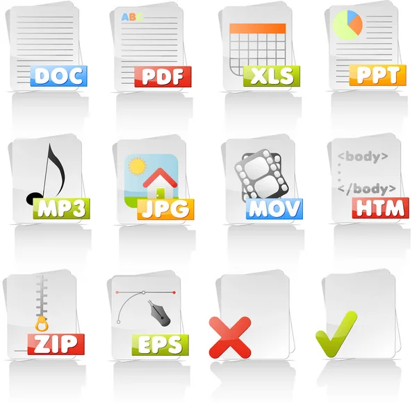 Conjunto de iconos de formato de archivo — Vector de stock