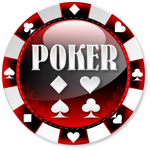 Ícone de chip de poker vermelho — Vetor de Stock