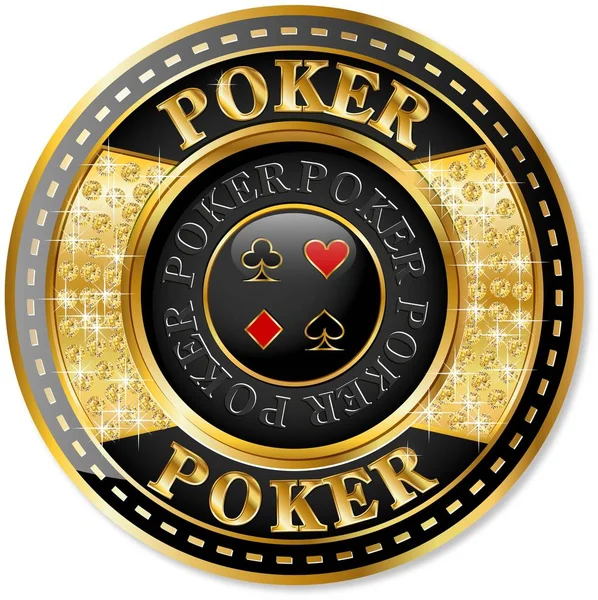 Golden poker chip icon — Stock Vector