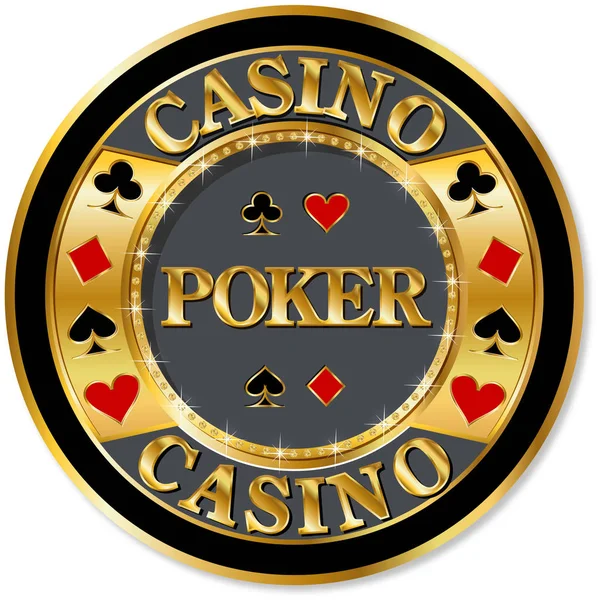 Icono de chip de poker de oro — Vector de stock