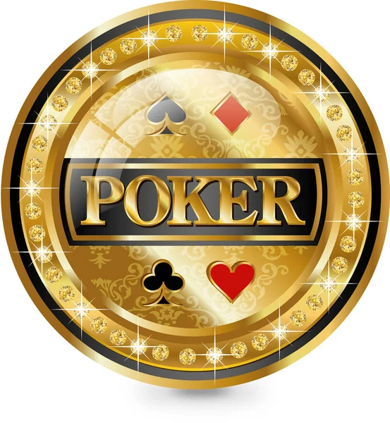 Golden poker chip icon — Stock Vector