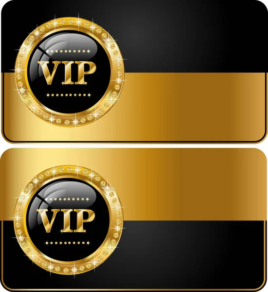 Eleganckie czarne i złote karty Vip — Wektor stockowy